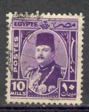 Egipto 1944 Scott 247 Sello º Personaje Rey Farouk Timbre 10M Egypte Mi.273 Yvert228 